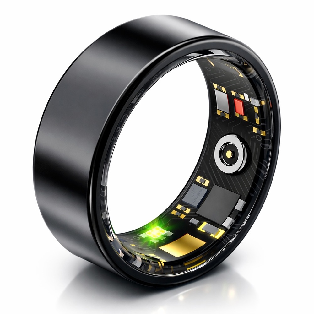 Smart Health Tracking Ring - Black size 7